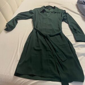 Banana Republic Green satin Long Sleeve Dress